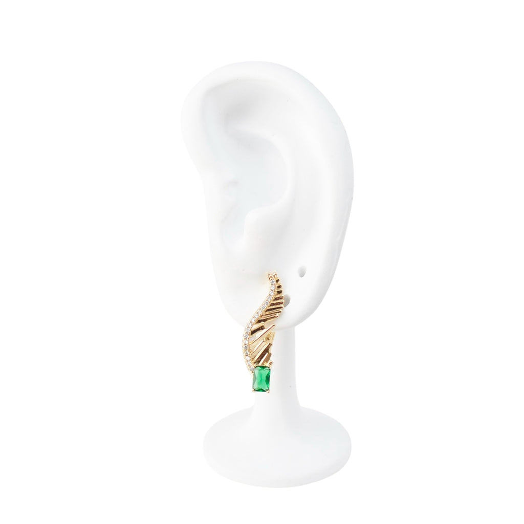 18k Gold Earrings Sparkling Fashion Jewelry: Green Earrings