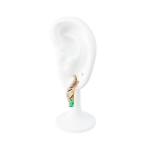 18k Gold Earrings Sparkling Fashion Jewelry: Green Earrings