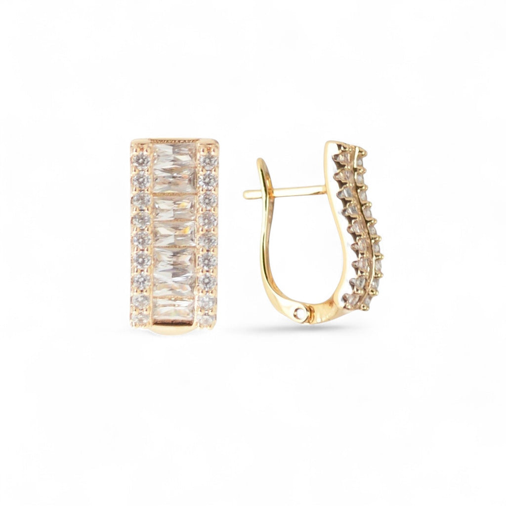18k Gold Plated Earrings with Zirconia Modern Design