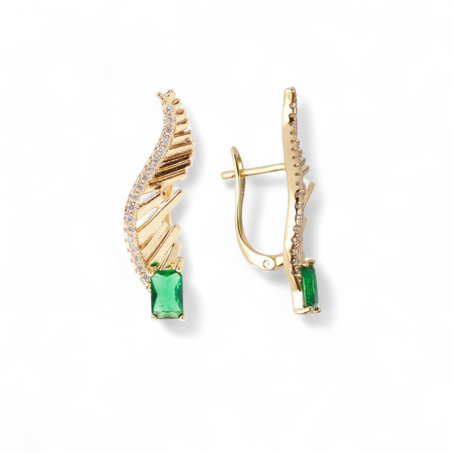 18k Gold Earrings Sparkling Fashion Jewelry: Green Earrings
