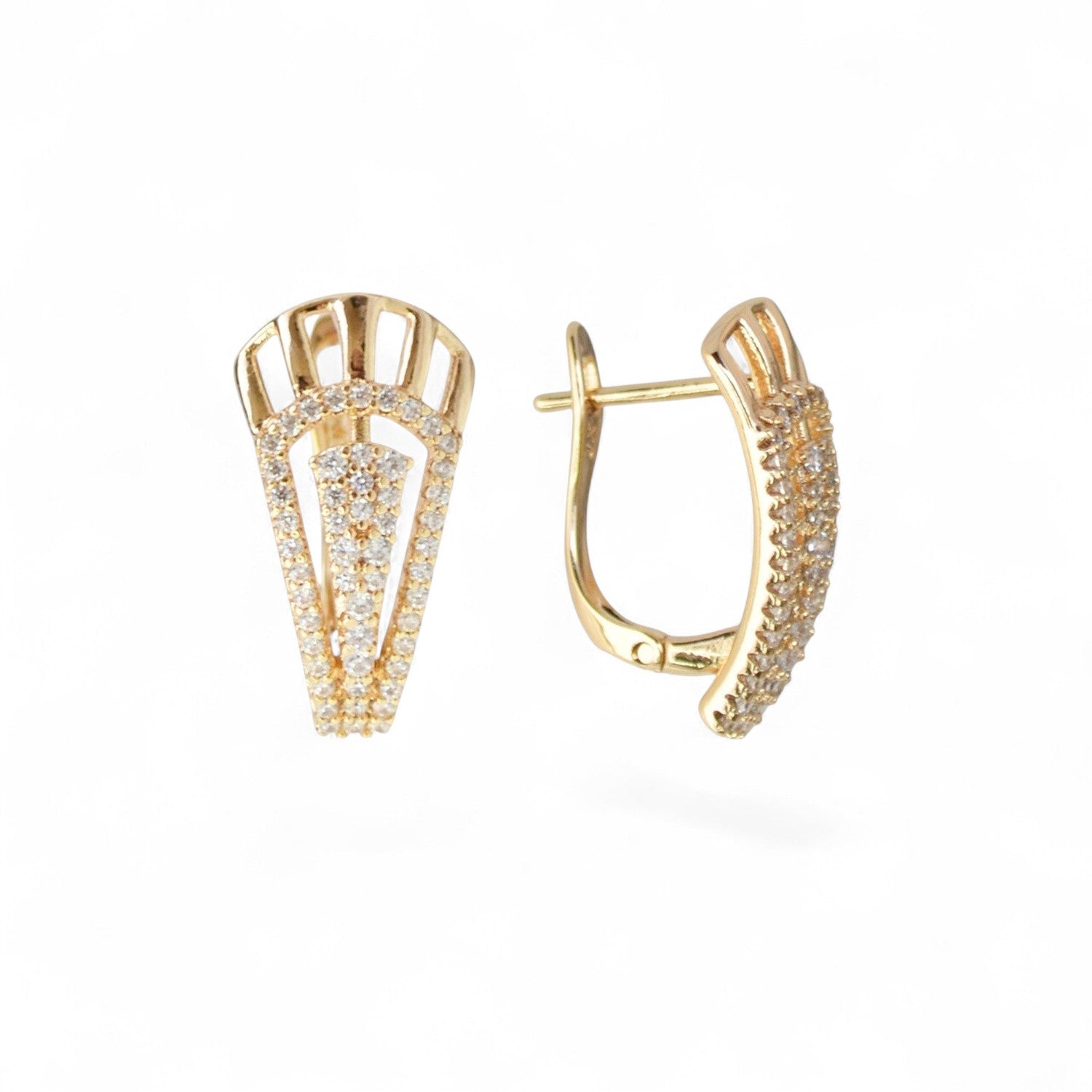 18k Gold Plated Earrings Modern Gold Tone Style